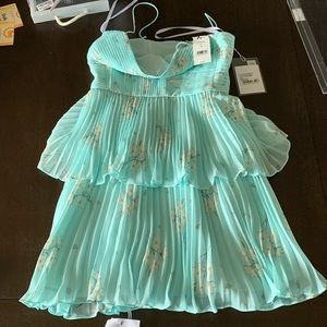 Blue Floral Tiered Chiffon Mini Dress
